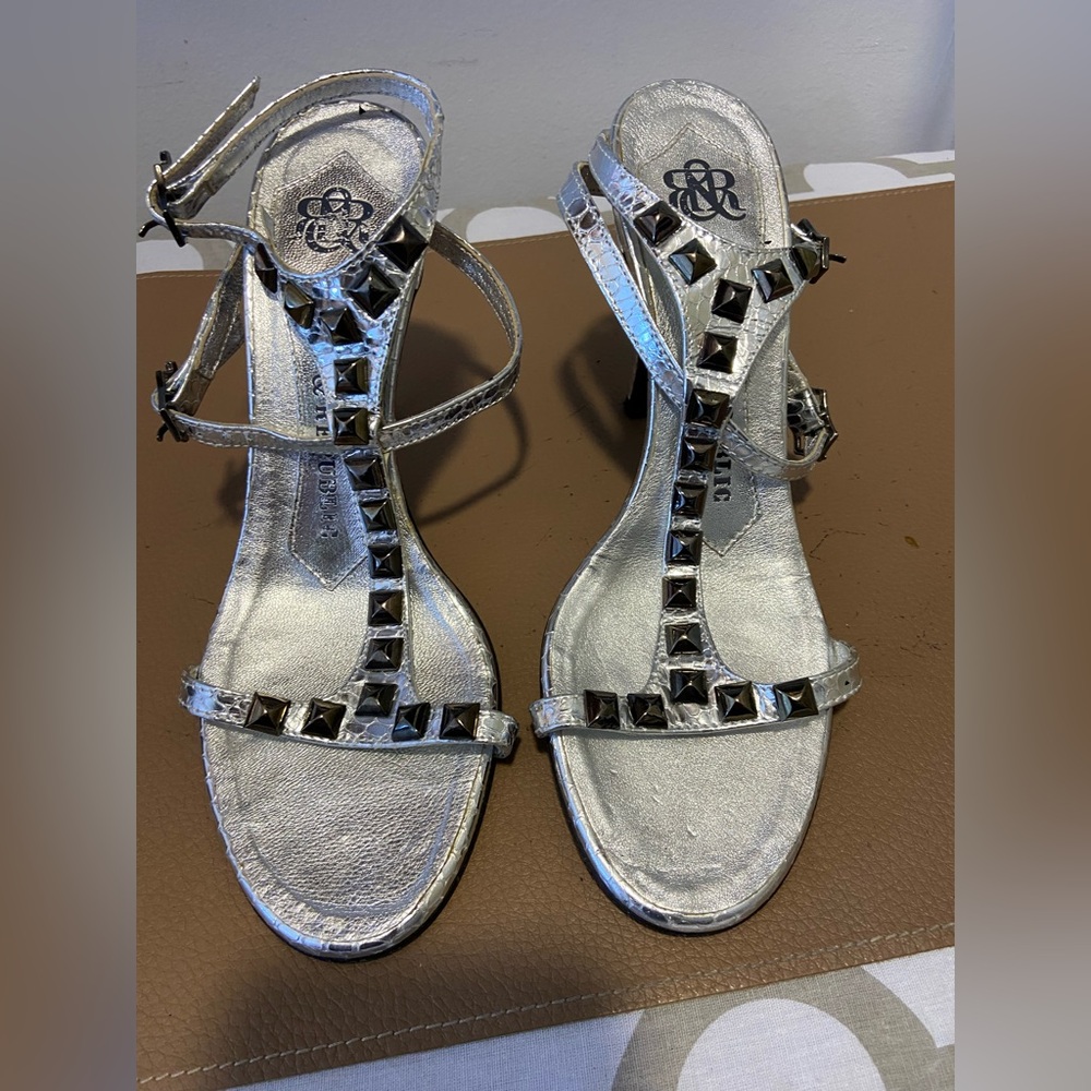 Rock & Republic Silver Studded Leather Sandals – Women’s EU 35